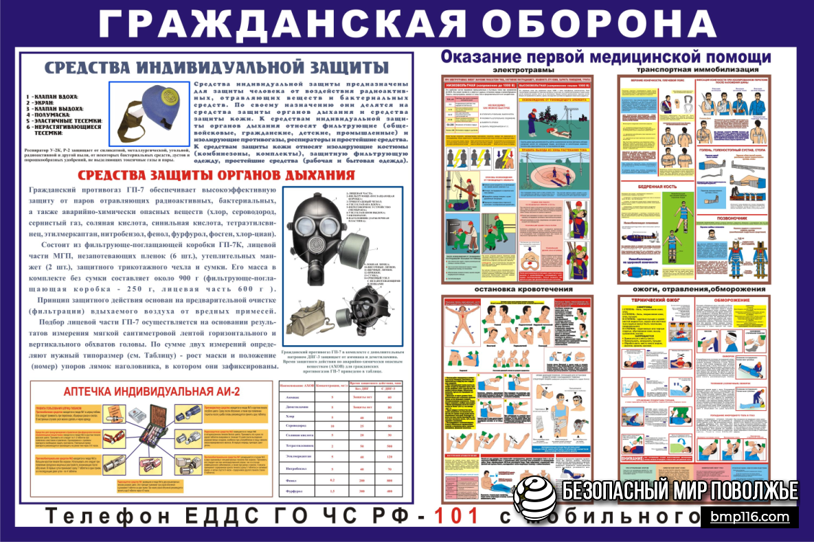 Стенд Гражданская оборона   1000х750мм       купить в Елабуге